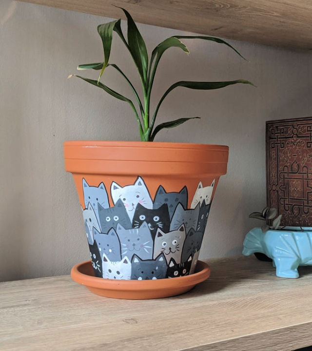 30 Easy Painted Terracotta Pots And Painting Pots Ideas Painted Cats Terracotta Flower Pot
